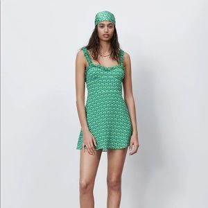 Zara Green Floral Print Dress